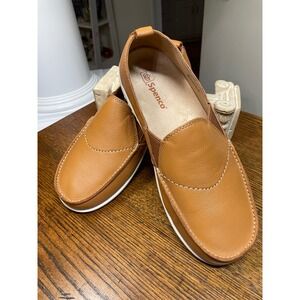 Spenco Mens Siesta Leather Slip On Loafers Tan Brown Orthotic Shoes Size 10 D **